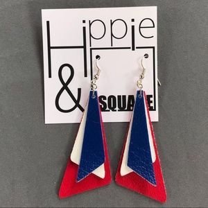 Triple Stack Faux Leather Earrings